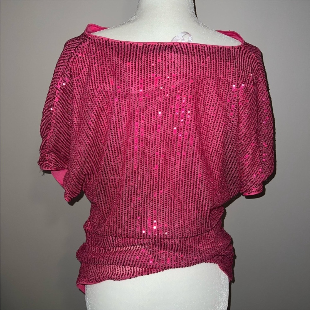 Grace Karin Dazzling Fuchsia Sequin Top - Picture 2 of 5